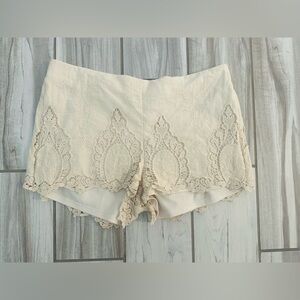 Boom Boom Jeans, Cream Lace Embroidered Shorts, XL
